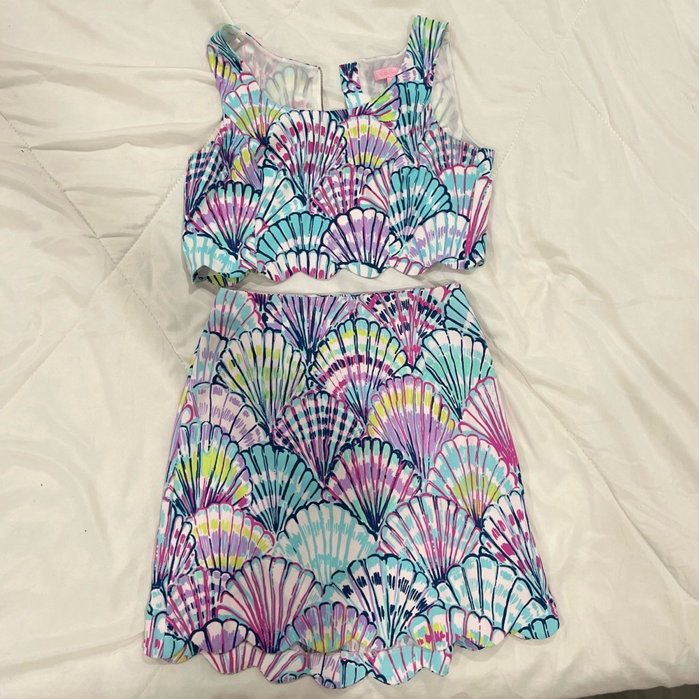 Lilly Pulitzer Multicolor Shell-Print Crop Top & Skirt Set